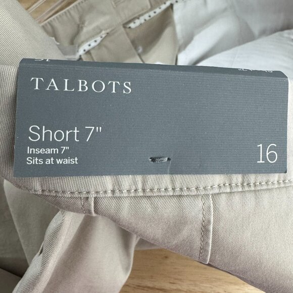 Talbots Shorts Size 16 Beige Khaki Buttons Cotton Spandex Stretch NWT SS-2082 - Picture 7 of 11
